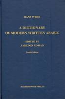 Blauw hardcover woordenboek modern geschreven arabisch met gouden letters op de kaft voor taalstudie